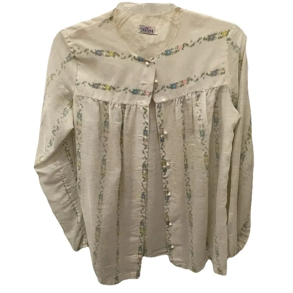 Vintage Jantzen Floral Blouse Top Women’s Small S Button Down Long Sleeve - Picture 1 of 4